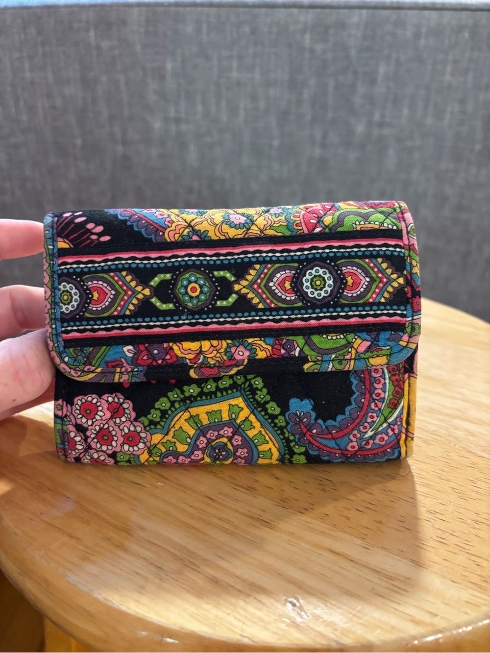 Vera Bradley Black Multicolor Floral Paisley Wallet